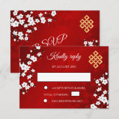Witte Kersenbloesem Tibetaanse Trouw RSVP Kaartje (Voorkant / Achterkant)