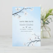 Witte Kersenbloesem Trouwfoto Save The Date (Staand voorkant)