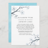 Witte Kersenbloesem Verkleinde Trouwgastenlijst Aankondiging (Voorkant / Achterkant)