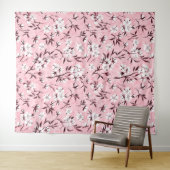 Witte kersenbloesem wandkleed (In Situ (horizontaal))
