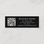 Witte Kersenbloesem Zwarte Marmeren QR-code Mini Visitekaartje (Achterkant)