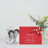 Witte Kersenbloesems Aziatische Sakura Bloemen Fot Save The Date (Staand voorkant)