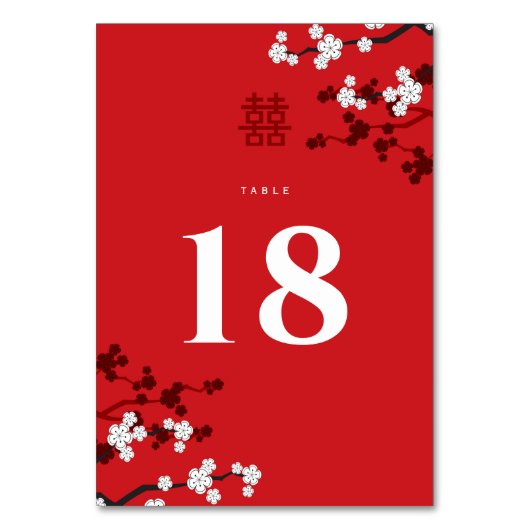 Witte Kersenbloesems Dubbele Xi Chinese bruiloft Kaart (Achterkant)