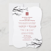 Witte Kersenbloesems Dubbele Xi Chinese bruiloft Kaart (Achterkant)