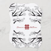 Witte Kersenbloesems Dubbele Xi Chinese bruiloft Kaart (Voorkant / Achterkant)