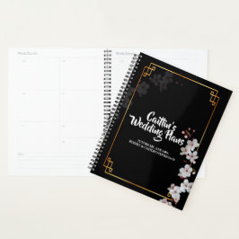 witte Kersenbloesems & gouden kader Huwelijksplann Planner