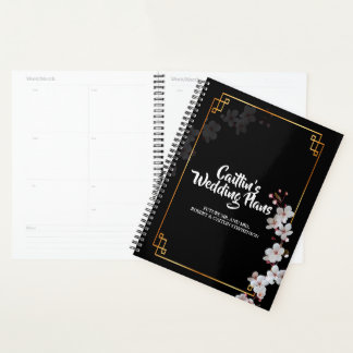 witte Kersenbloesems & gouden kader Huwelijksplann Planner