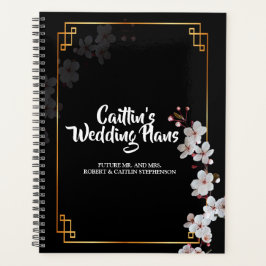 witte Kersenbloesems & gouden kader Huwelijksplann Planner