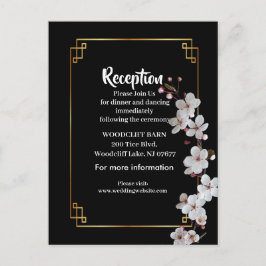 witte Kersenbloesems &gouden Lijst Aankondigingskaart
