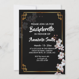 witte Kersenbloesems & gouden Lijst bachelor Kaart