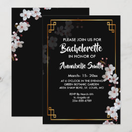 witte Kersenbloesems & gouden Lijst bachelor Kaart