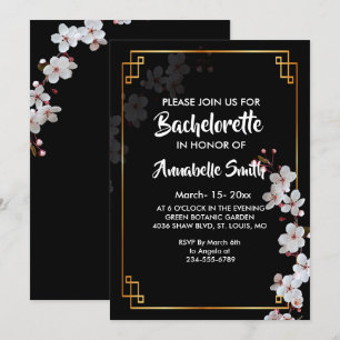 witte Kersenbloesems & gouden Lijst bachelor Kaart