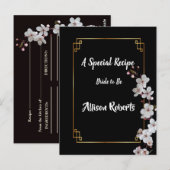 witte kersenbloesems & gouden lijst bruidsdouche briefkaart (Voorkant / Achterkant)