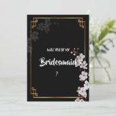 witte kersenbloesems & gouden Lijst bruidsmeisje Kaart (Staand voorkant)