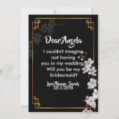 witte kersenbloesems & gouden Lijst bruidsmeisje Kaart (Achterkant)