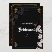 witte kersenbloesems & gouden Lijst bruidsmeisje Kaart (Voorkant / Achterkant)