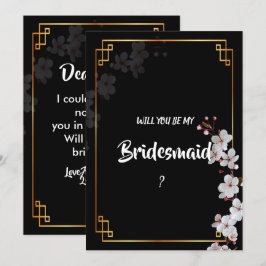 witte kersenbloesems & gouden Lijst bruidsmeisje Kaart