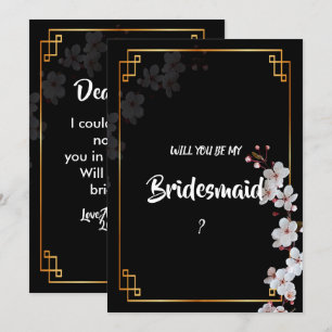 witte kersenbloesems & gouden Lijst bruidsmeisje Kaart