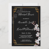 Witte Kersenbloesems & gouden Lijst Repetitie Dinn Kaart (Voorkant)