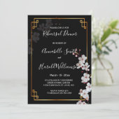 Witte Kersenbloesems & gouden Lijst Repetitie Dinn Kaart (Staand voorkant)