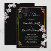 Witte Kersenbloesems & gouden Lijst Repetitie Dinn Kaart (Voorkant / Achterkant)