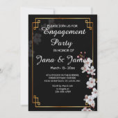 Witte Kersenbloesems & gouden Lijst Verloving Kaart (Voorkant)