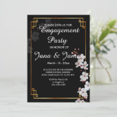 Witte Kersenbloesems & gouden Lijst Verloving Kaart (Staand voorkant)