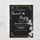 Witte Kersenbloesems & gouden Lijst zoet 16 Kaart (Voorkant)