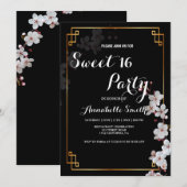 Witte Kersenbloesems & gouden Lijst zoet 16 Kaart (Voorkant / Achterkant)