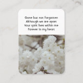 Witte Kersenbloesems Memorial Pocket Keepsake Visitekaartje (Voorkant)
