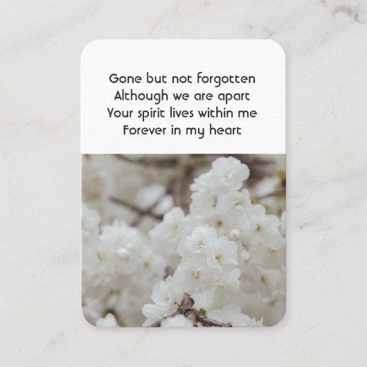 Witte Kersenbloesems Memorial Pocket Keepsake Visitekaartje (Voorkant)