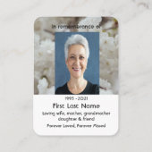 Witte Kersenbloesems Memorial Pocket Keepsake Visitekaartje (Achterkant)