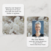 Witte Kersenbloesems Memorial Pocket Keepsake Visitekaartje (Voorkant / Achterkant)