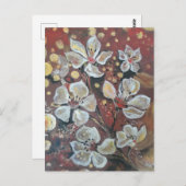 Witte kersenbloesems op bokeh achtergrond briefkaart (Voorkant / Achterkant)