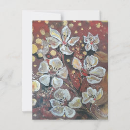 Witte kersenbloesems op bokeh achtergrond briefkaart