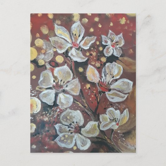 Witte kersenbloesems op bokeh achtergrond briefkaart (Voorkant)