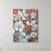 Witte kersenbloesems op bokeh achtergrond canvas afdruk (Voorkant)