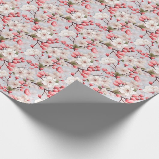 Witte kersenbloesems Roze knoppen Lente Cadeaupapier (Hoek)
