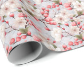 Witte kersenbloesems Roze knoppen Lente Cadeaupapier (Rol Hoek)