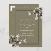 Witte Kersenbloesems Sakura Aziatisch Save The Dat Aankondigingskaart (Voorkant / Achterkant)