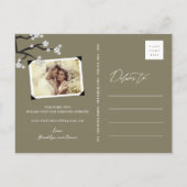 Witte Kersenbloesems Sakura Aziatisch Save The Dat Aankondigingskaart (Achterkant)