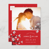 Witte Kersenbloesems Sakura Foto Opslaan De Datum Aankondigingskaart (Voorkant / Achterkant)