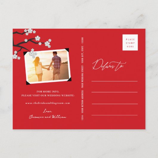 Witte Kersenbloesems Sakura Foto Opslaan De Datum Aankondigingskaart (Achterkant)