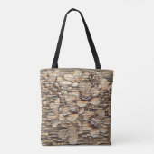 Witte kersenbloesems stenen muur tekening uit het tote bag (Achterkant)