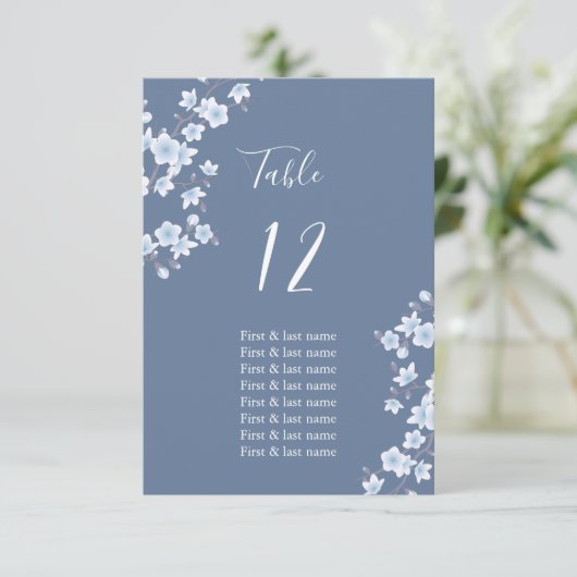 Witte Kersenbloesems Stoffige Blauwe Plaats Kaart (Staand voorkant)