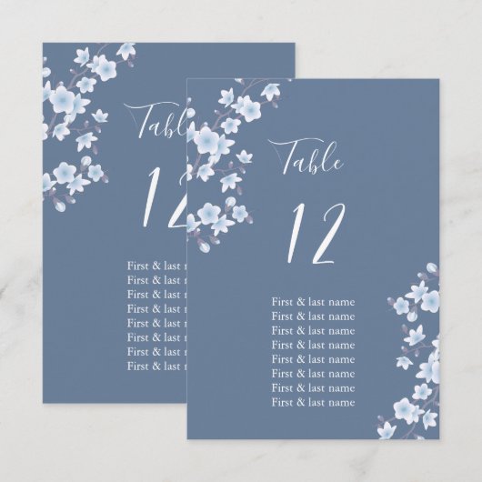 Witte Kersenbloesems Stoffige Blauwe Plaats Kaart (Voorkant / Achterkant)