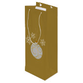 Witte kerst Bauble en Snowflakes Wijn Cadeautas (Achterkant Gekanteld)