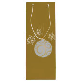 Witte kerst Bauble en Snowflakes Wijn Cadeautas (Achterkant)