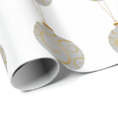 Witte kerst Bauble & Snowflakes Matte Cadeaupapier (Rol Hoek)