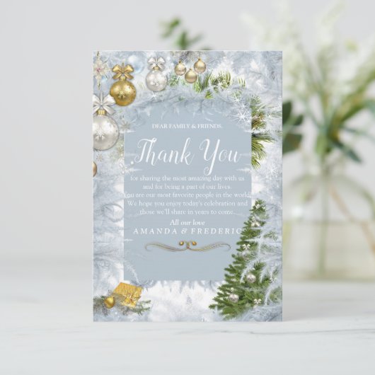 Witte Kerst Bedankt kaart (Staand voorkant)